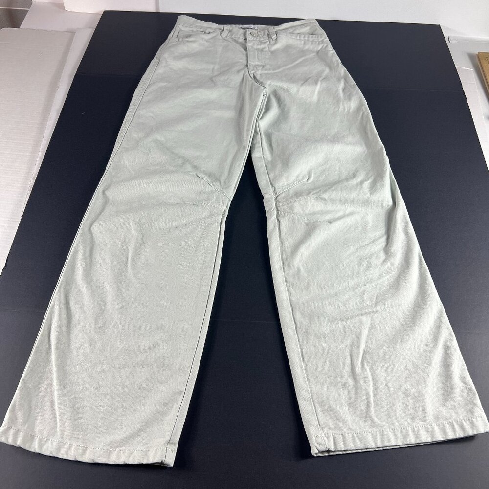 Zara Jeans Women's 30x30* High Rise Wide Leg Tan Faded Carpenter Denim Tag 4